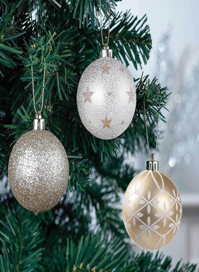 SVNVIOZ Christmas Ball Ornaments Set, 20ct 60mm Elegant White and Gold Assorted Christmas Tree Decorations, Shatterproof Christmas Tree Hanging Ornaments for Xmas Decoration - Image 4